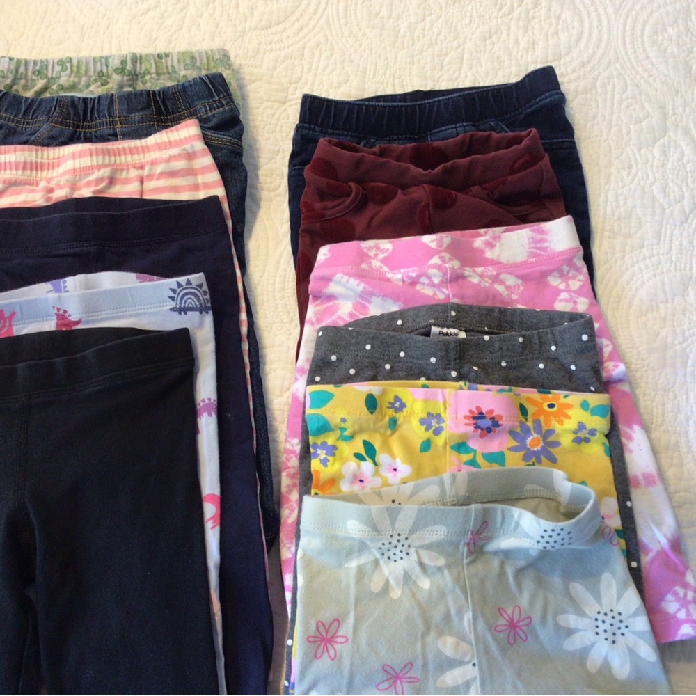 Toddler Floral and Solid Stretch Leggings - Pink, Yellow, Gray, Navy